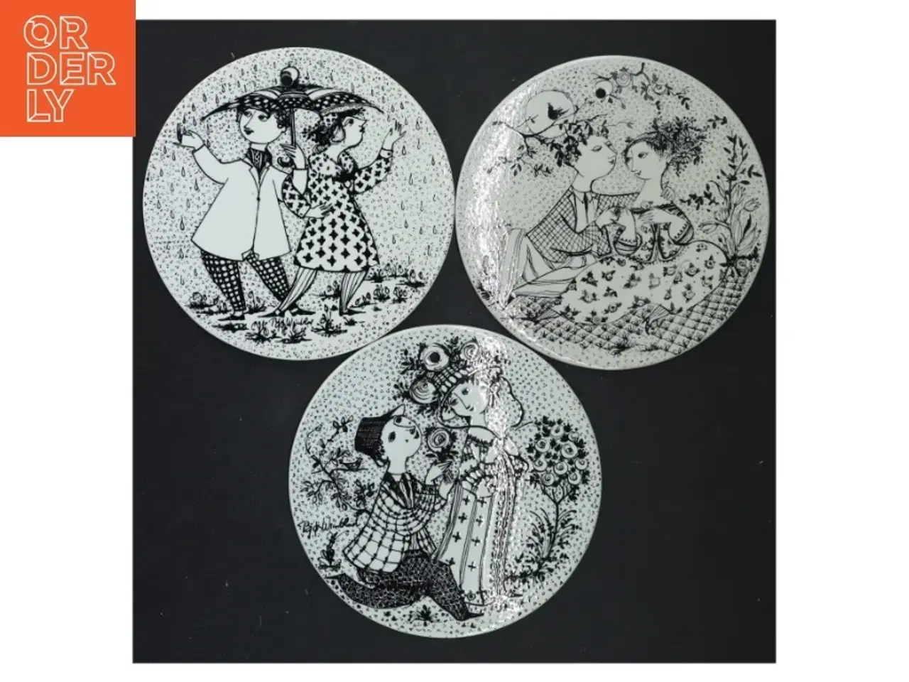 Billede 1 - April, maj og juni vægplatter fra Bjørn Wiinblad (str. Ø 15 cm)