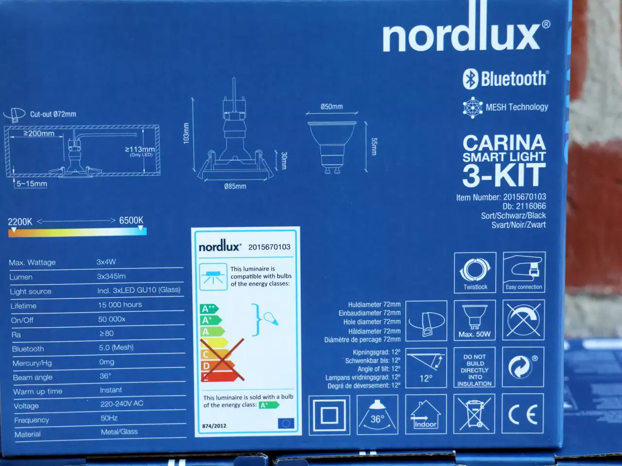 Billede 3 - 8 Pk Nordlux carina smart light 3-kit inkl led pæ