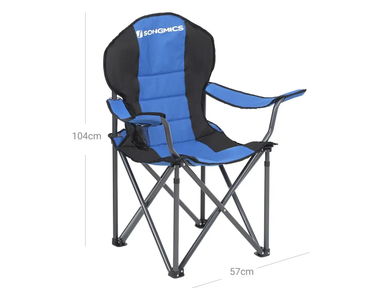 Billede 7 - Sammenklappelig campingstol med blød polstring, kopholder og kraftig konstruktion – blå