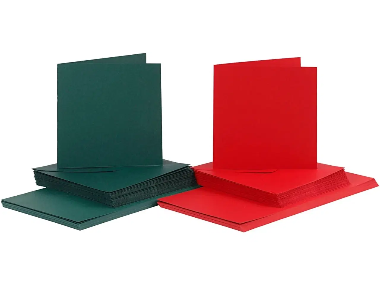 Billede 1 - Kort og kuverter, kort str. 15x15 cm, kuvert str. 16x16 cm, 110+230 g, grøn, rød, 50sæt/ 1 pk.