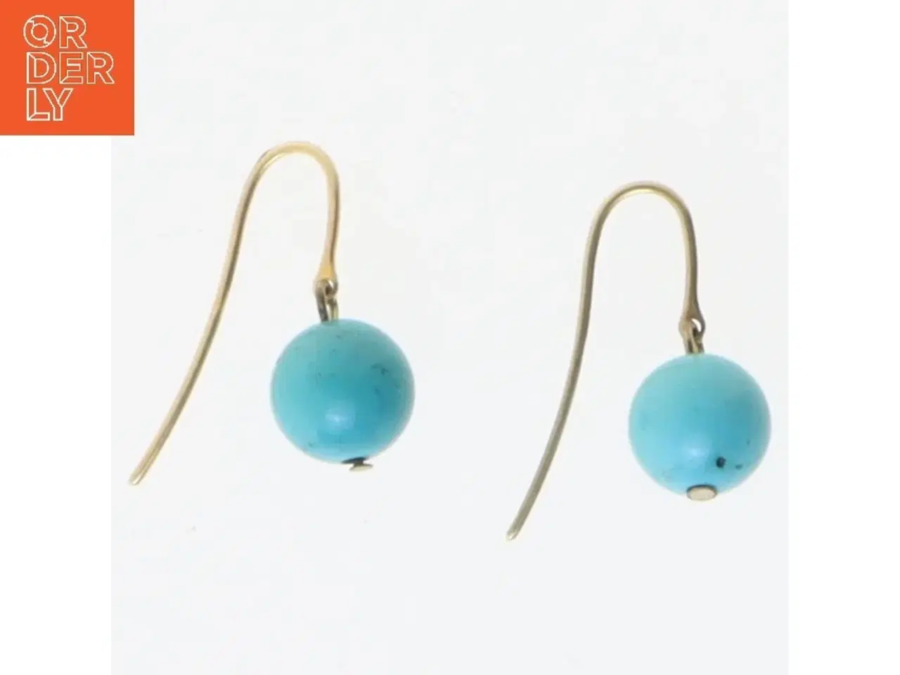 Billede 2 - Turkise øreringe med kugler (str. 2,5 cm)