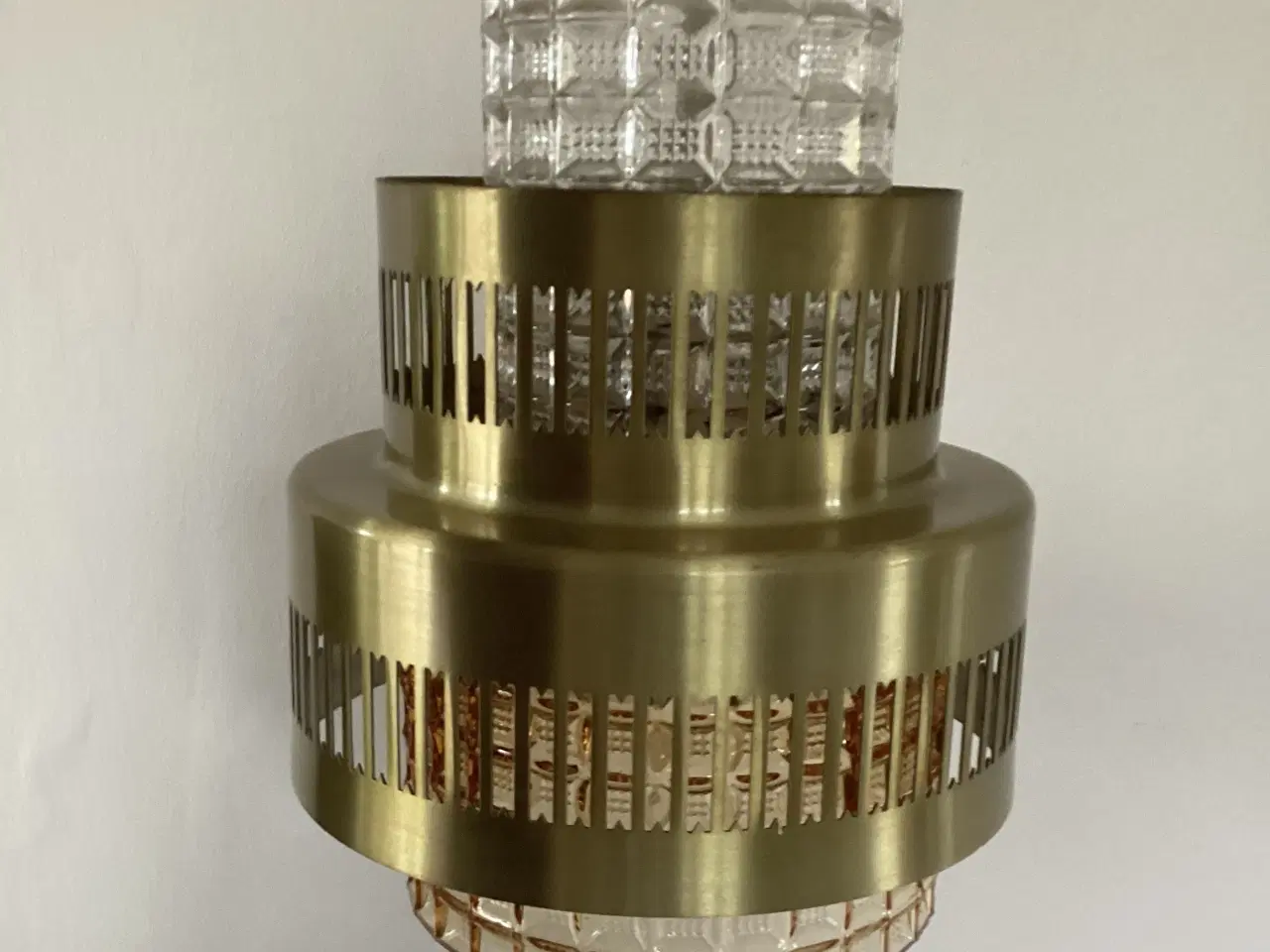 Billede 1 - Ældre “retro” loftslampe med vaffelglas 