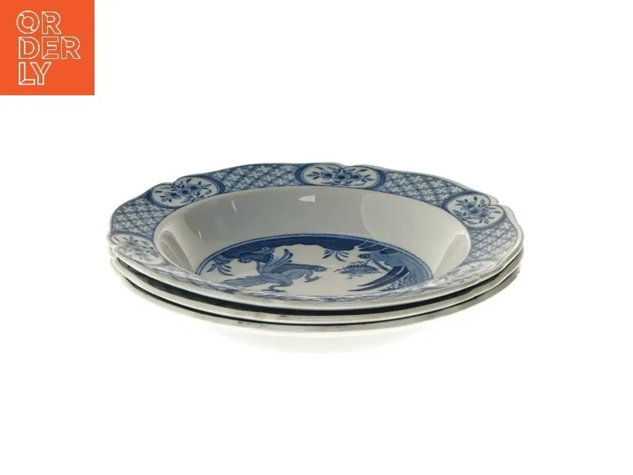 Billede 3 - Blå mønstrede porcelænstallerkener (str. 3 stk Ø 23,5 cm)