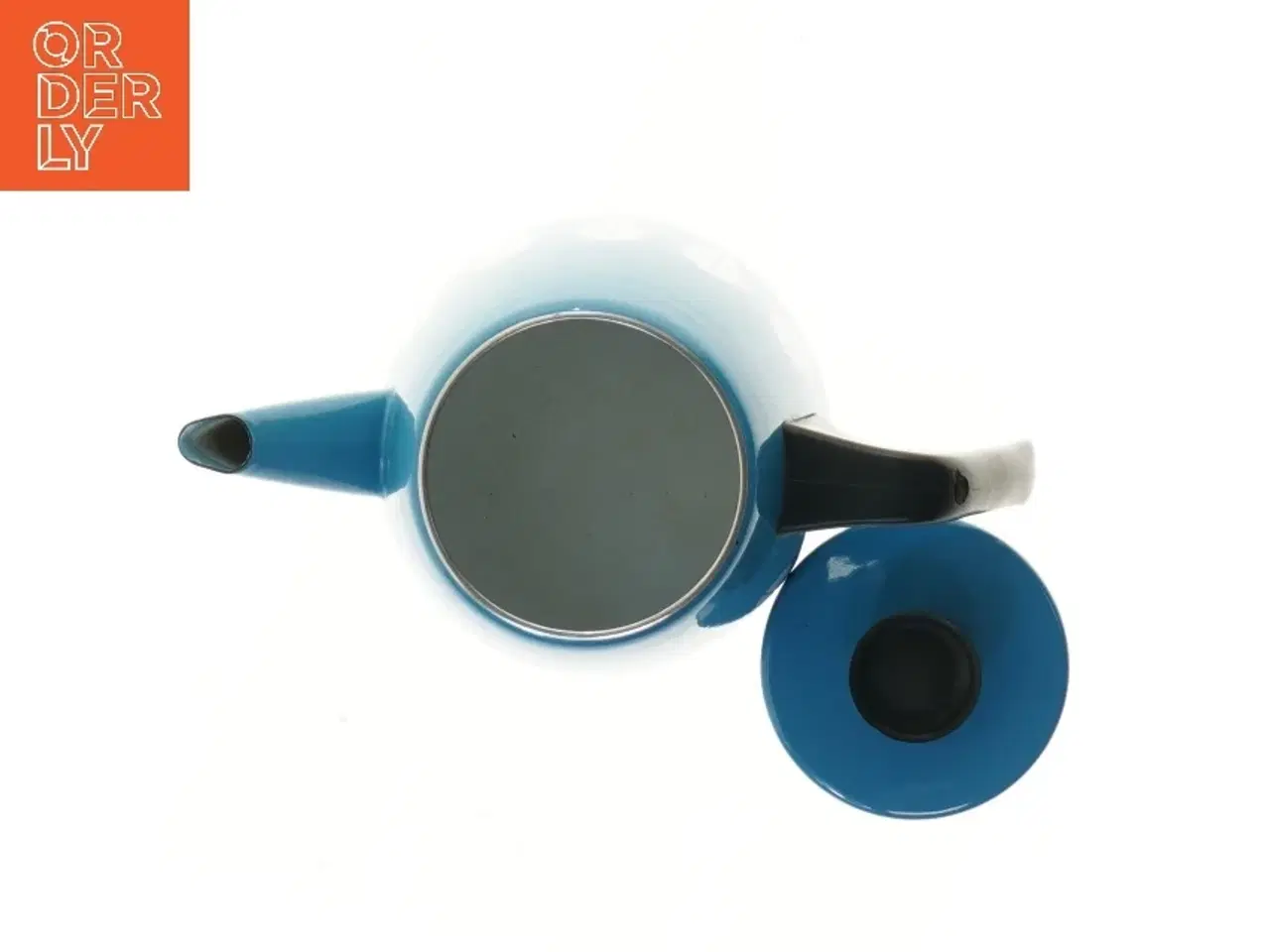 Billede 3 - Lotus Lyngby Blå kaffekande med låg (str. Ø 10 cm længde 17 cm)