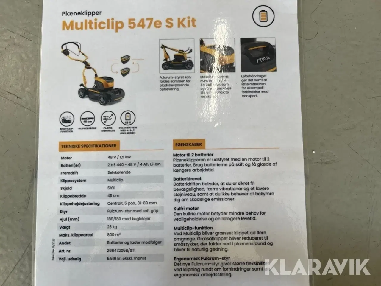 Billede 11 - Græsslåmaskine Stiga Multiclip 547e S Kit med batterier og lader