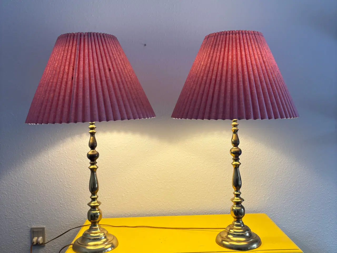 Billede 1 - Messing bordlamper med skærme 