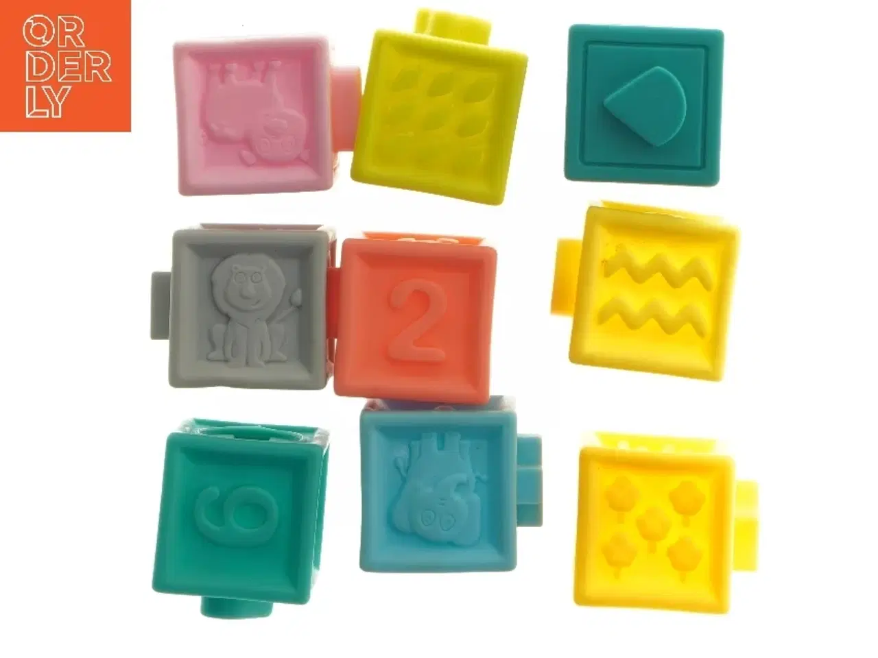 Billede 1 - Sanseklodser med motiv og tal (str. 5,5x5,5 cm)