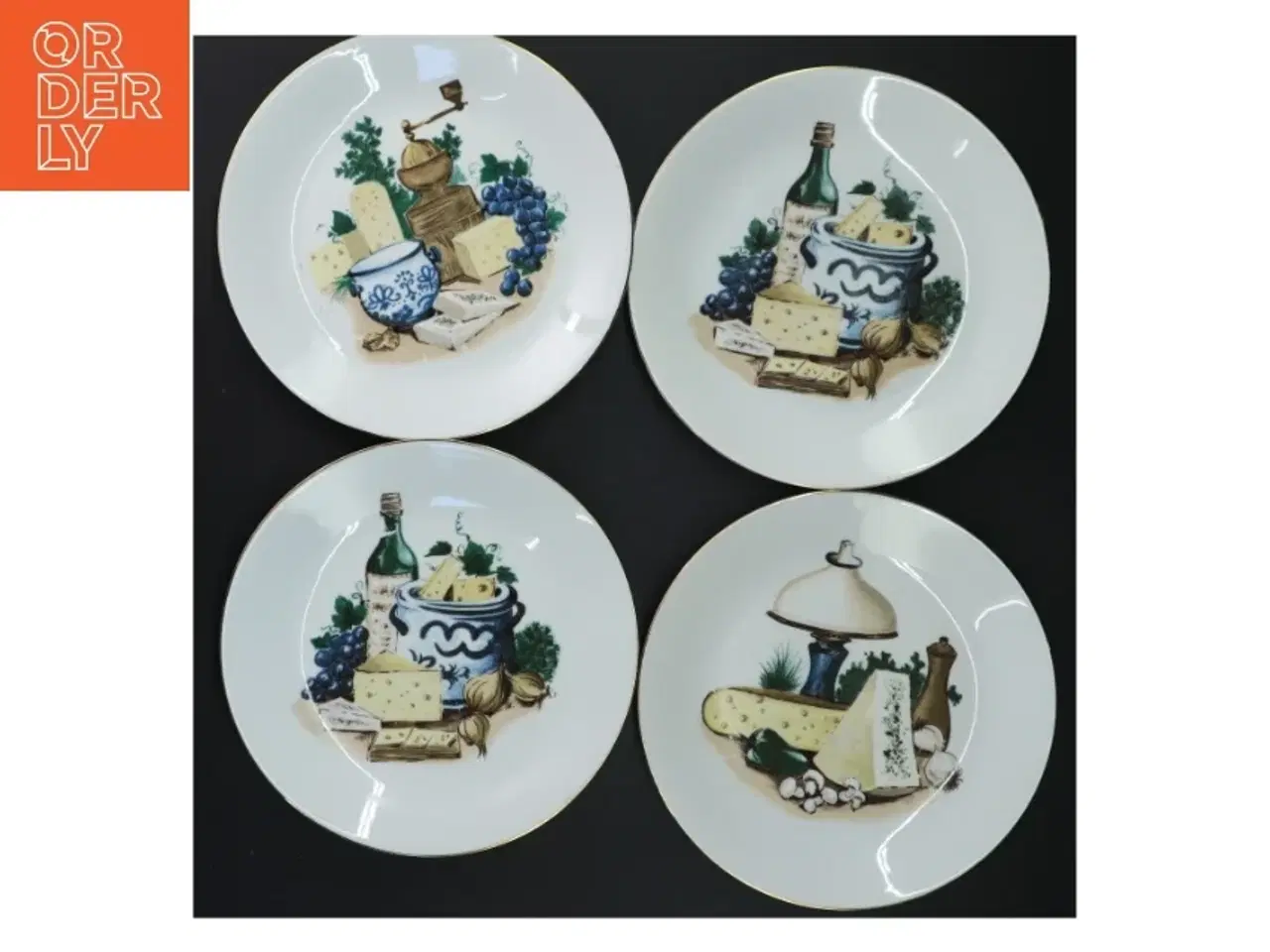 Billede 4 - Sæt af dekorative tallerkener med ostemotiv (str. Ø 19 cm)