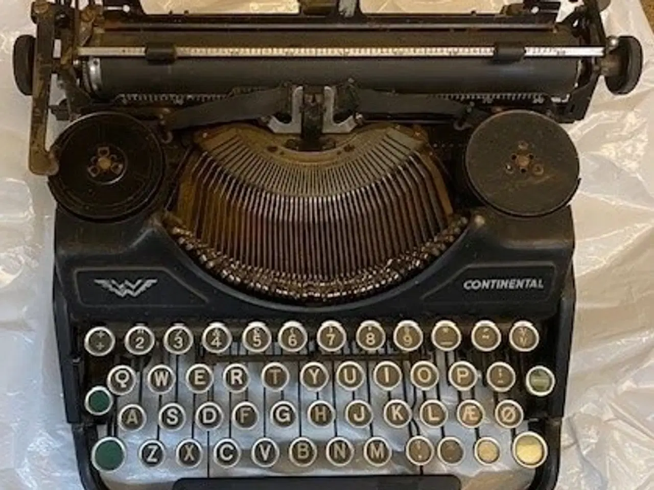 Billede 1 - Antik Continental skrivemaskine i sort metal 