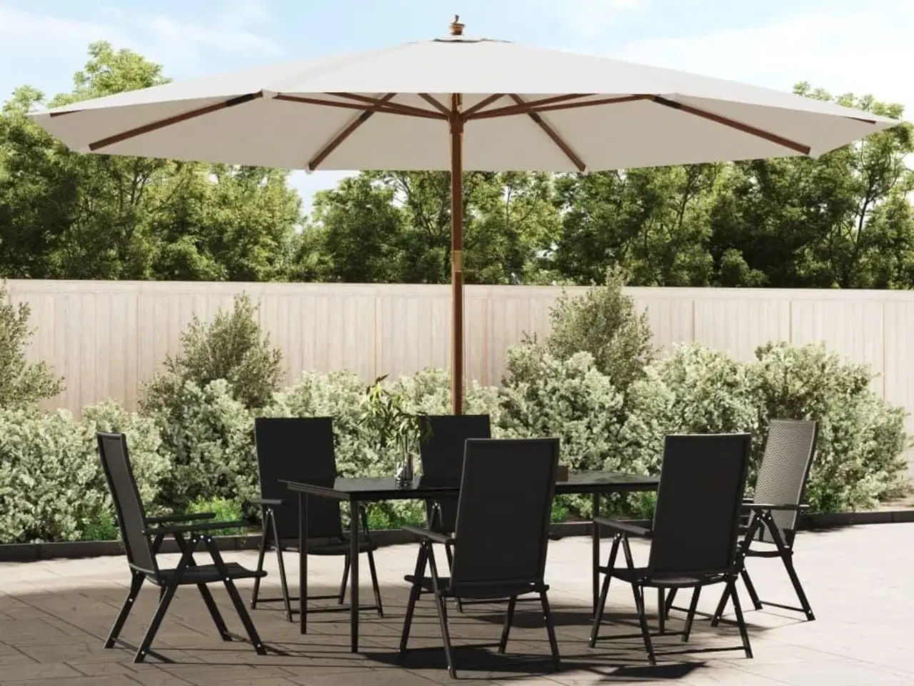 Billede 1 - Haveparasol med træstang 400x273 cm sandfarvet