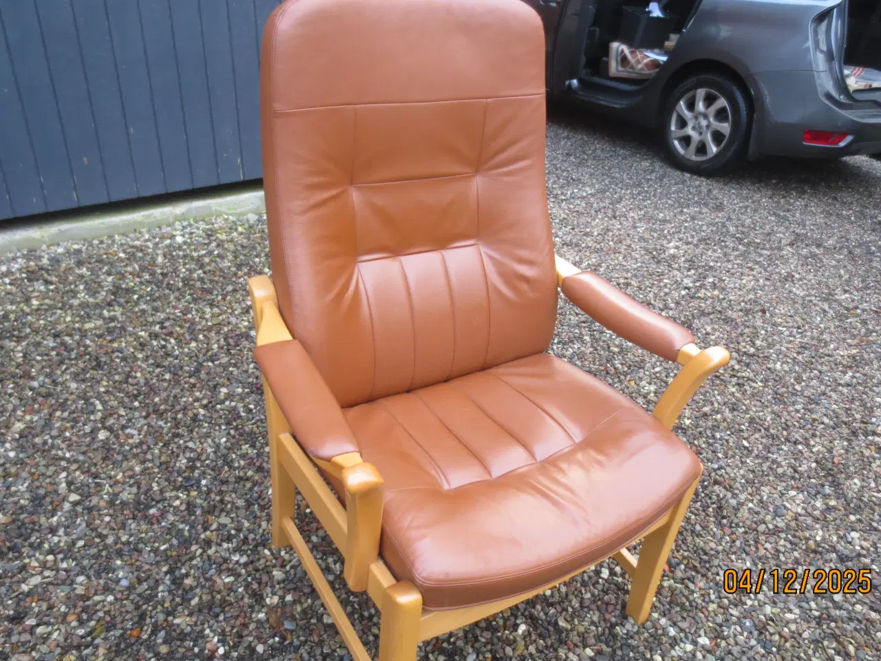 Billede 2 - 1 stk Farstrup Otium Lænestol med Cognac Farvet Læ