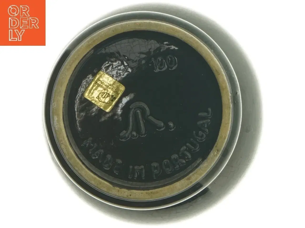 Billede 3 - Sort keramikvase fra Portugal (str. Ø 12 cm længde 13,5 cm)