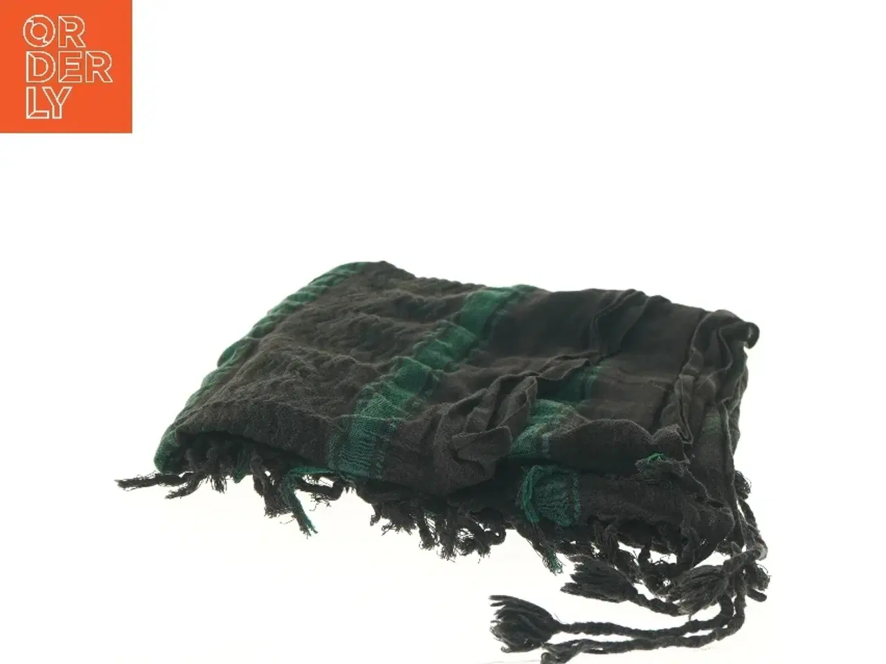 Billede 1 - Sort og grøn tørklæde (str. 110x116 cm)