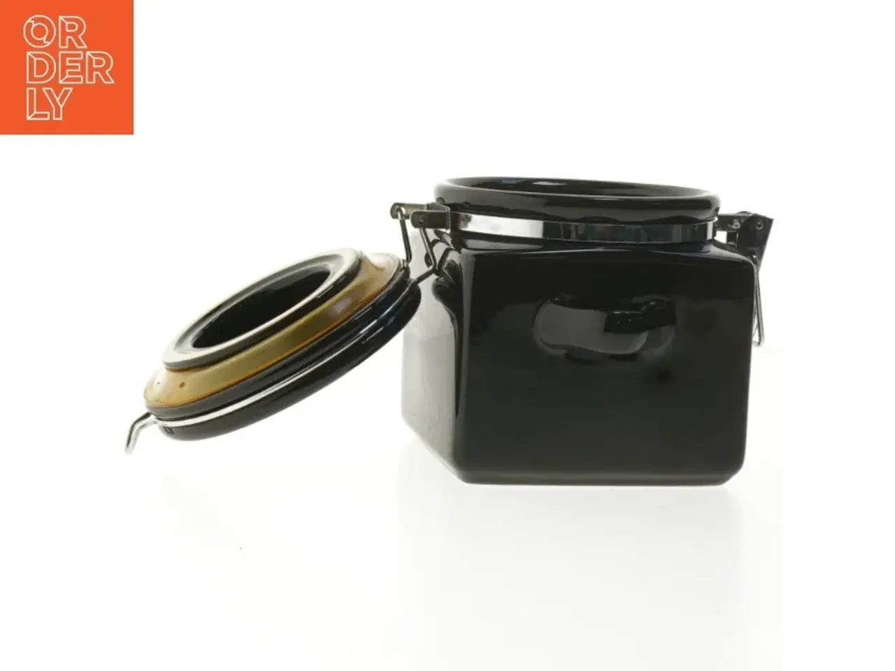 Billede 3 - Kvadratisk sort opbevaringskrukke fra Oggi (str. 13x11,5 cm)