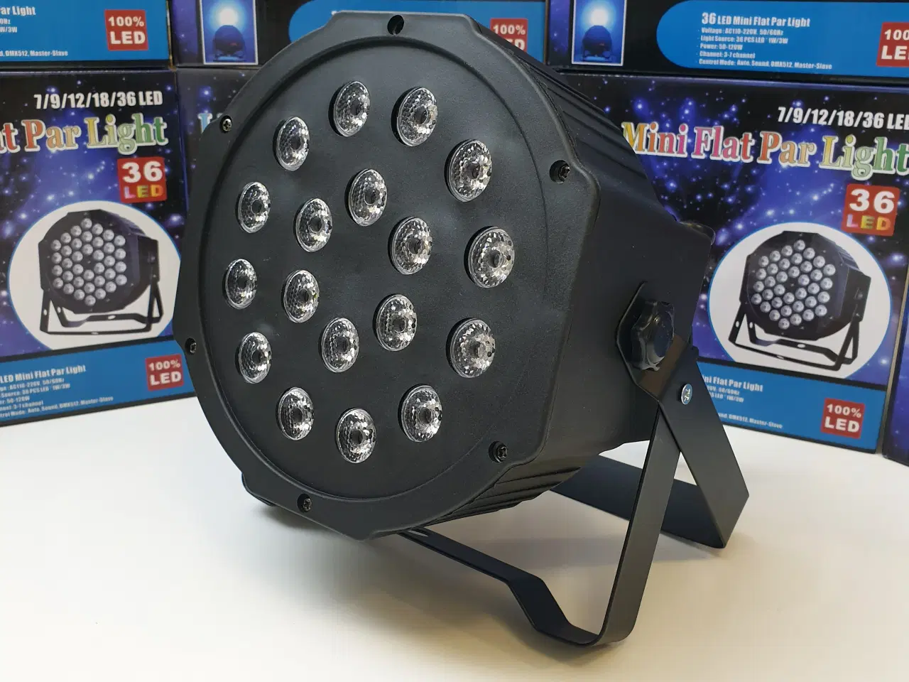 Billede 3 - NY! 18 RGB LED Diskolys + Lydsensor DMX512 In/Out