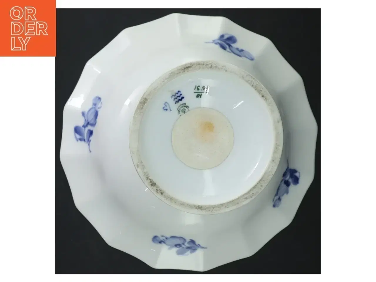 Billede 3 - Royal Copenhagen, blå blomst, kantet, opsats (str. H. 16 cm ø. 24 cm)