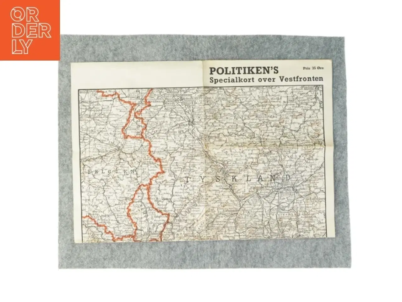 Billede 1 - Vintage kort over Vestfronten / Tyskland (str. 46 x 32 cm)