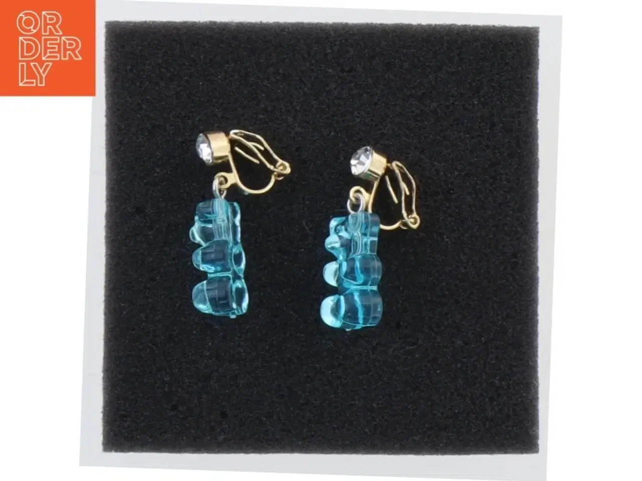 Billede 3 - Øreringe med blå bamsefigurer (str. 1,5 cm)