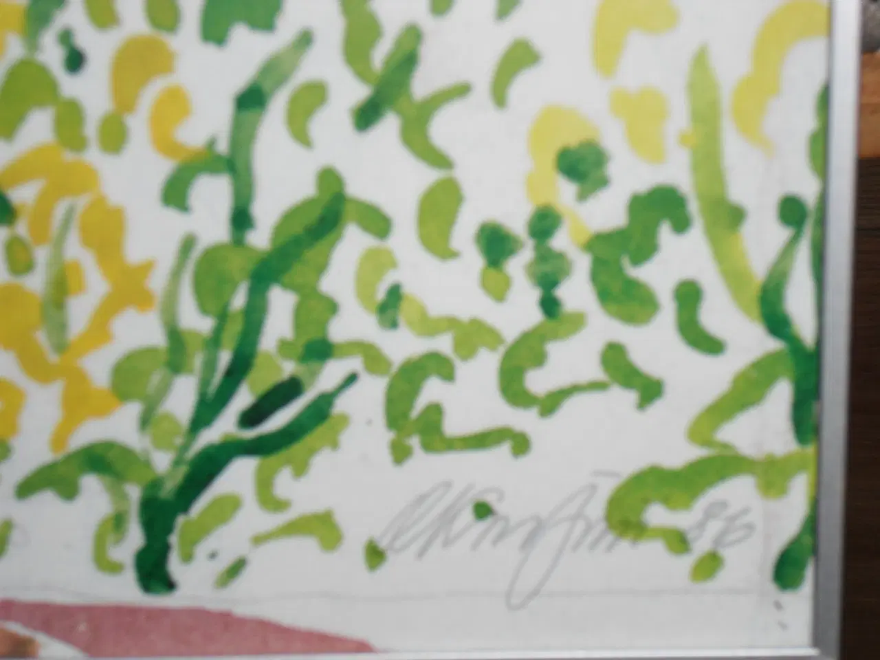 Billede 2 - Ole Kortzau. Tryk. Akvarel. Landskab. Hus. Blomst