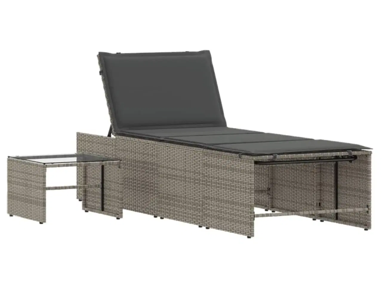 Billede 5 - Liggestole 2 stk. med bord grå polyrattan