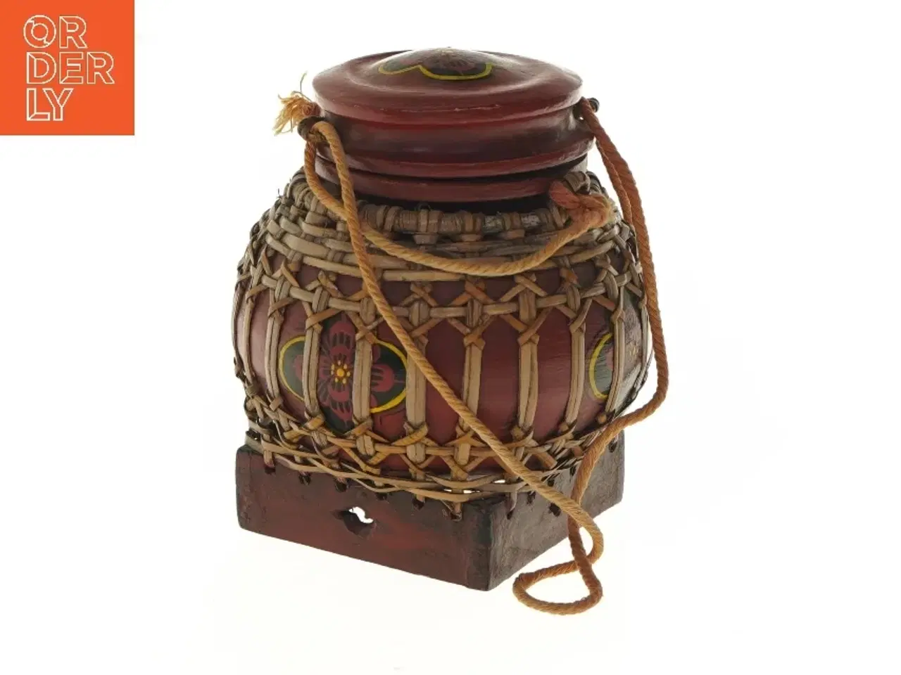 Billede 1 - Smuk og dekorativ gammel asiatisk risspand med låg. Beholder (str. 17 cm)