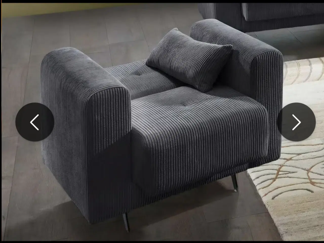 Billede 3 - Lænestol mørkegrå fløjl