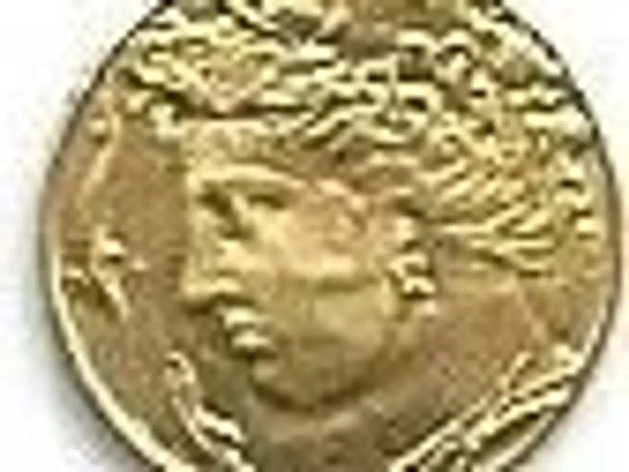 Billede 1 -  smuk fantasi guldmønt med portræt og heste