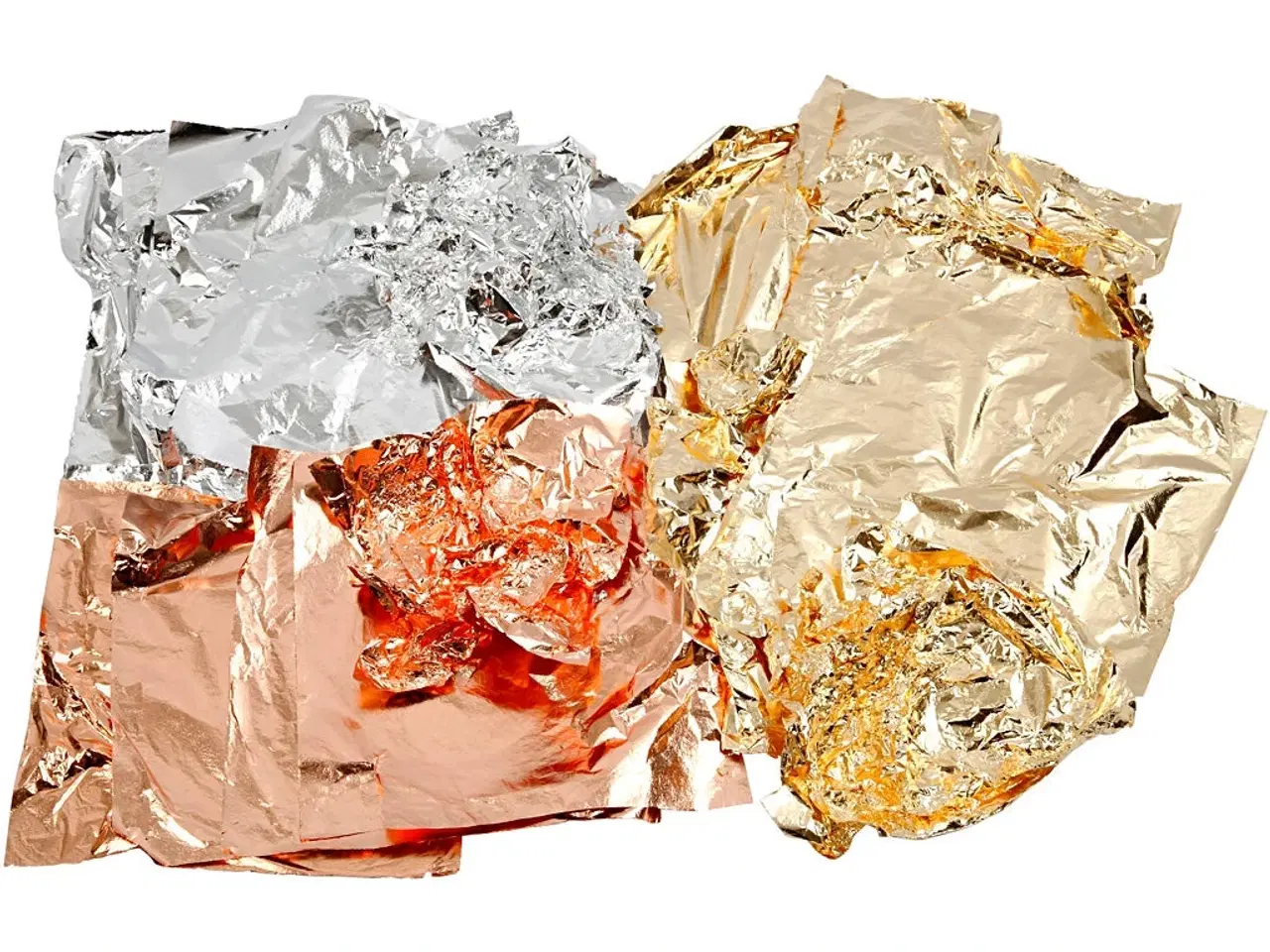 Billede 1 - Bladmetal, ark 16x16 cm, kobber, guld, sølv, 3x50 ark/ 1 pk.