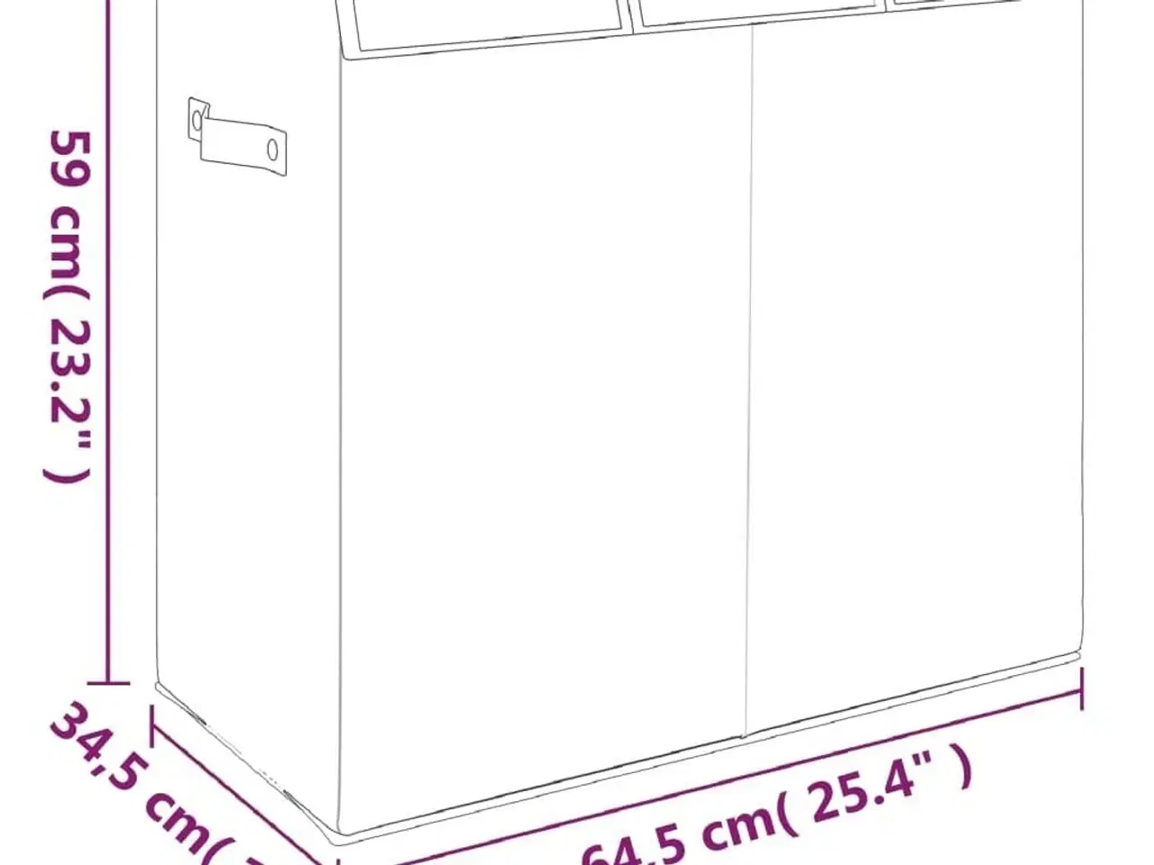 Billede 9 - Foldbar vasketøjskurv 64,5x34,5x59 cm kunstigt linned grå