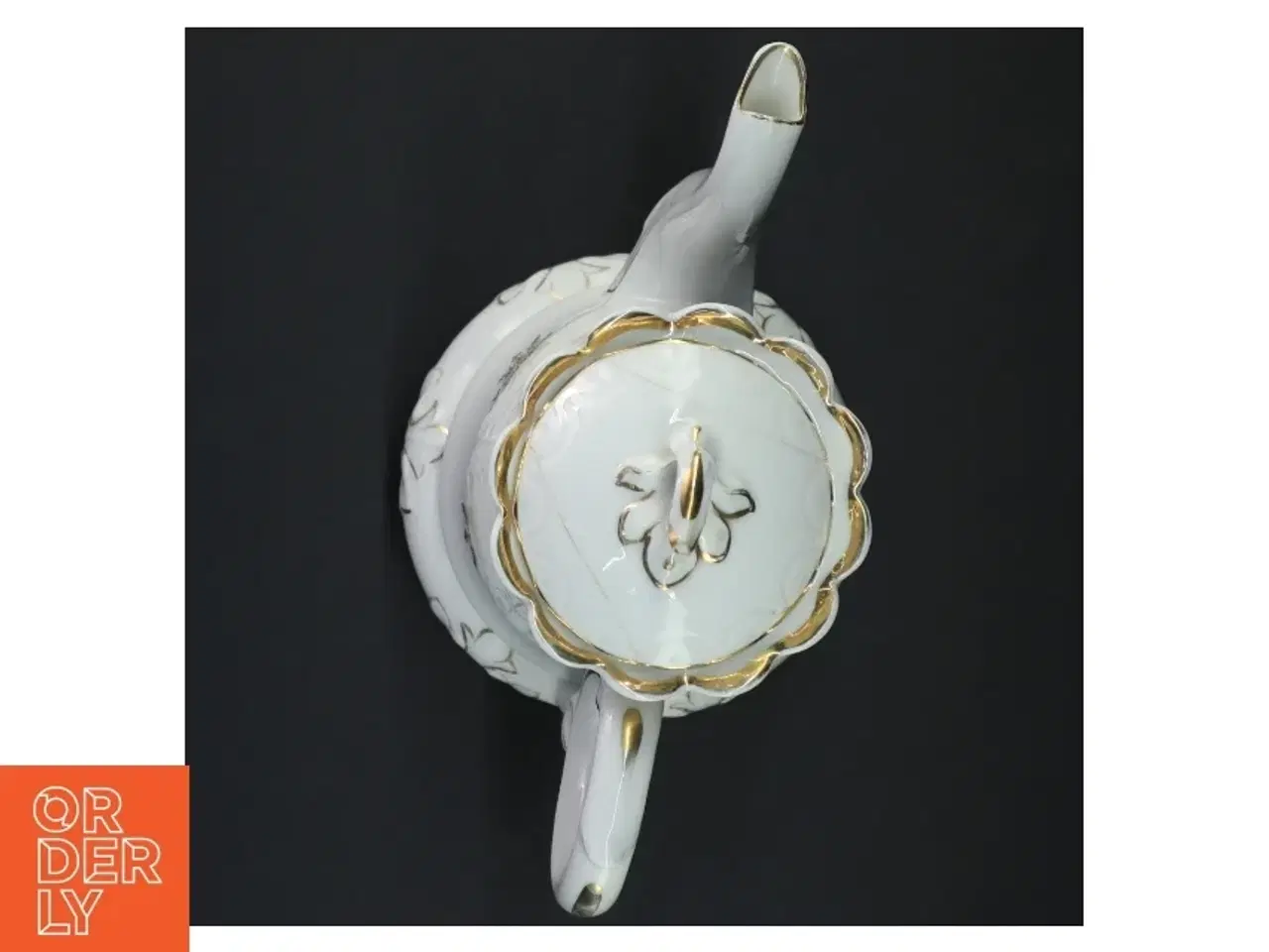 Billede 6 - Antik kaffekande i hvidt porcelæn med guld, Bing & Grøndahl (str. 24 x 13 cm)