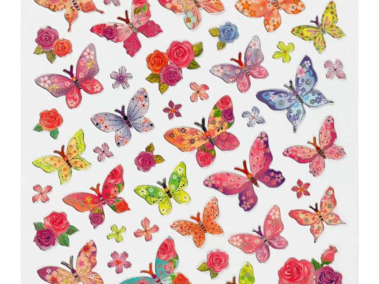 Billede 1 - Selvklæbende Sommerfugle Stickers - 15x16,5 cm