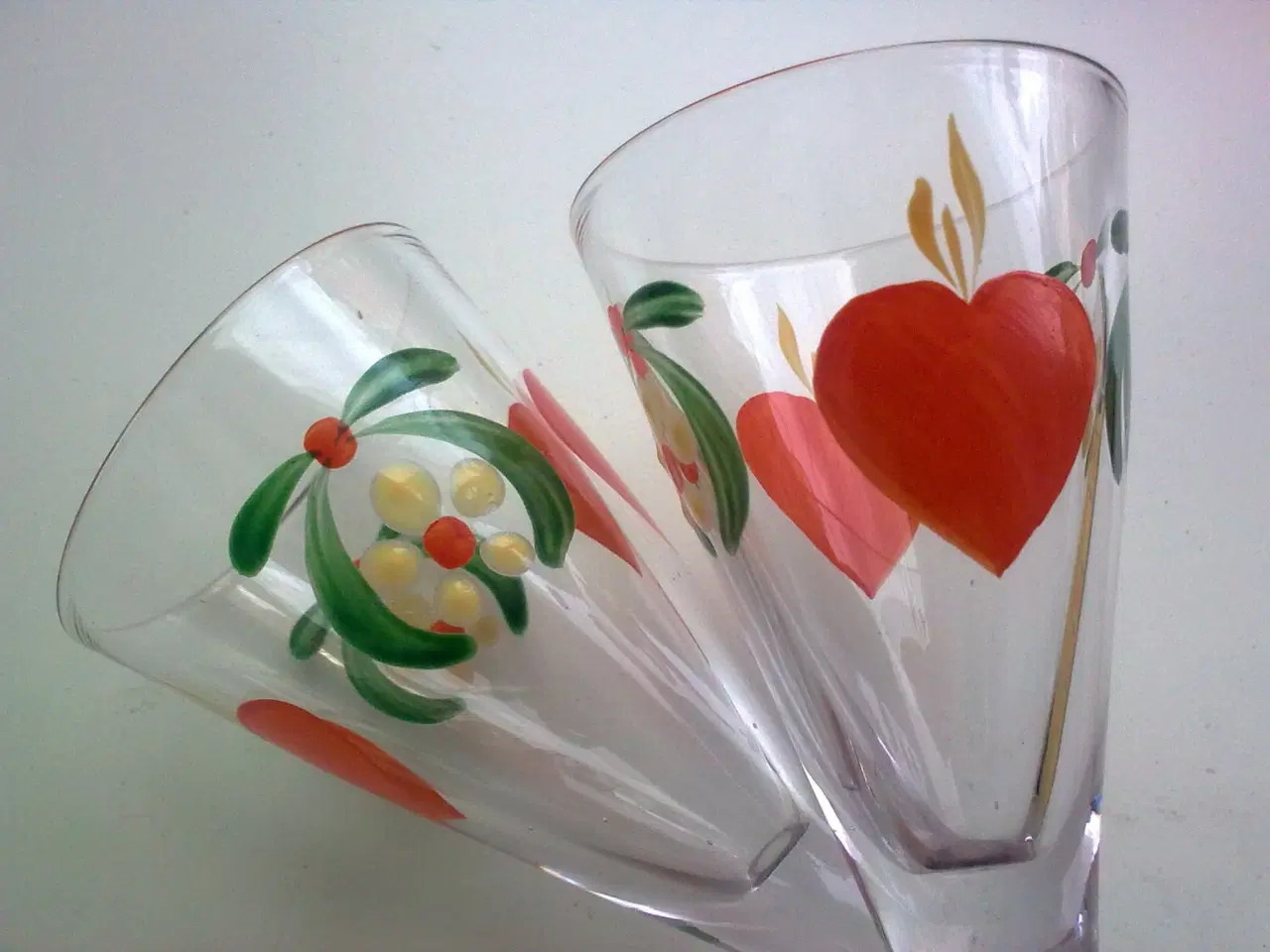 Billede 6 - Hjerte skål i glas på fod - Kornmark og himmelblå.