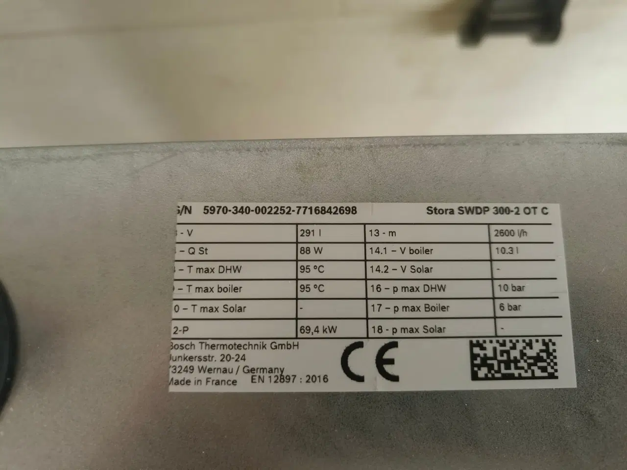 Billede 3 - Varmtvandsbeholder, Bosch. 300 ltr. Til varme pump