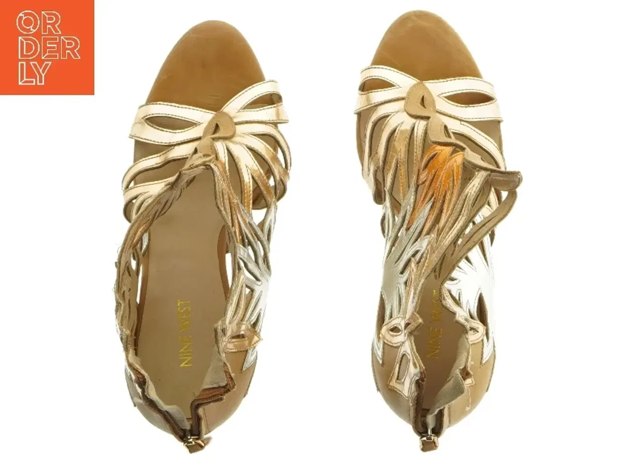 Billede 5 - Guld højhælede sandaler med udsmykning (str. 10 m)