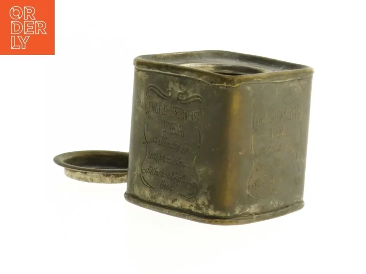 Billede 3 - Antik teæske med låg (str. 8 x 7 cm)