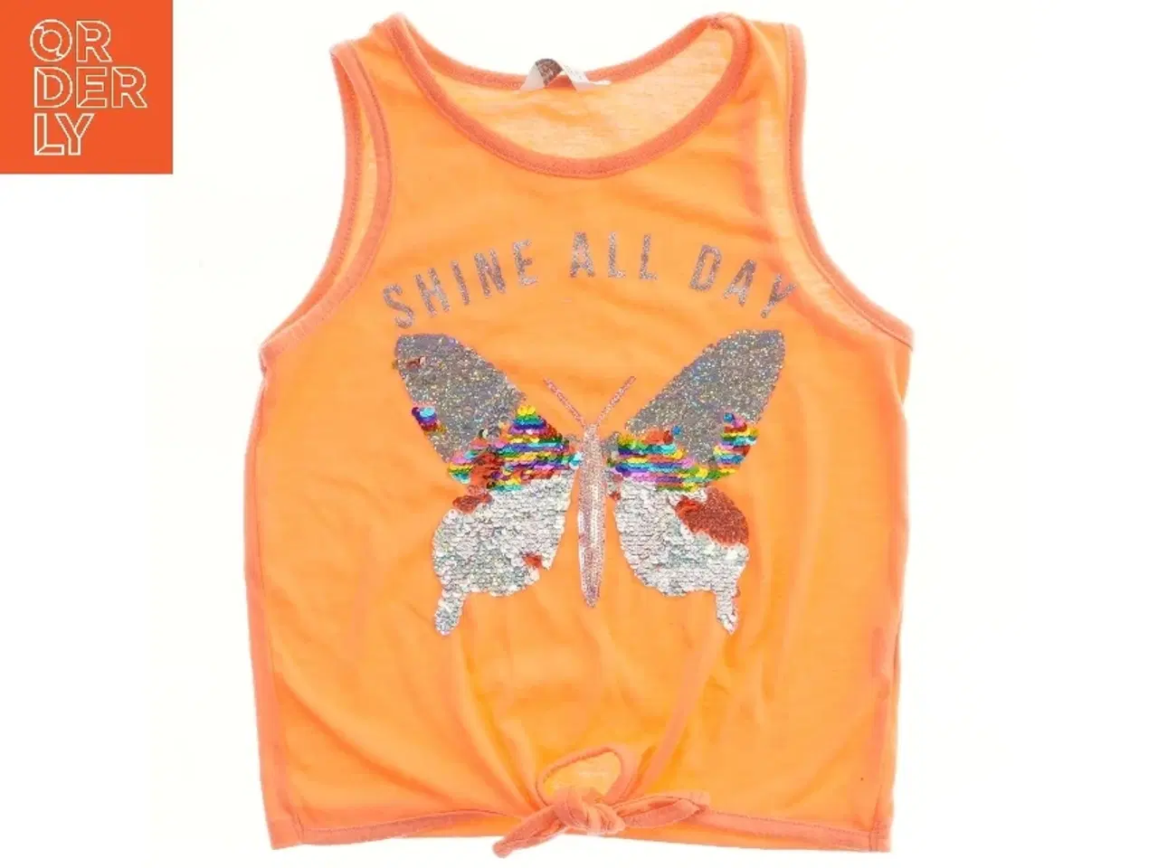 Billede 1 - Orange tanktop med palietter fra Primark (str. 116)