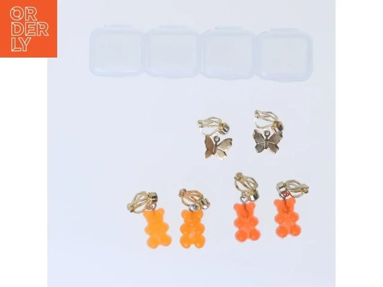 Billede 1 - Guld og orange klips øreringe (str. 10x2 cm)