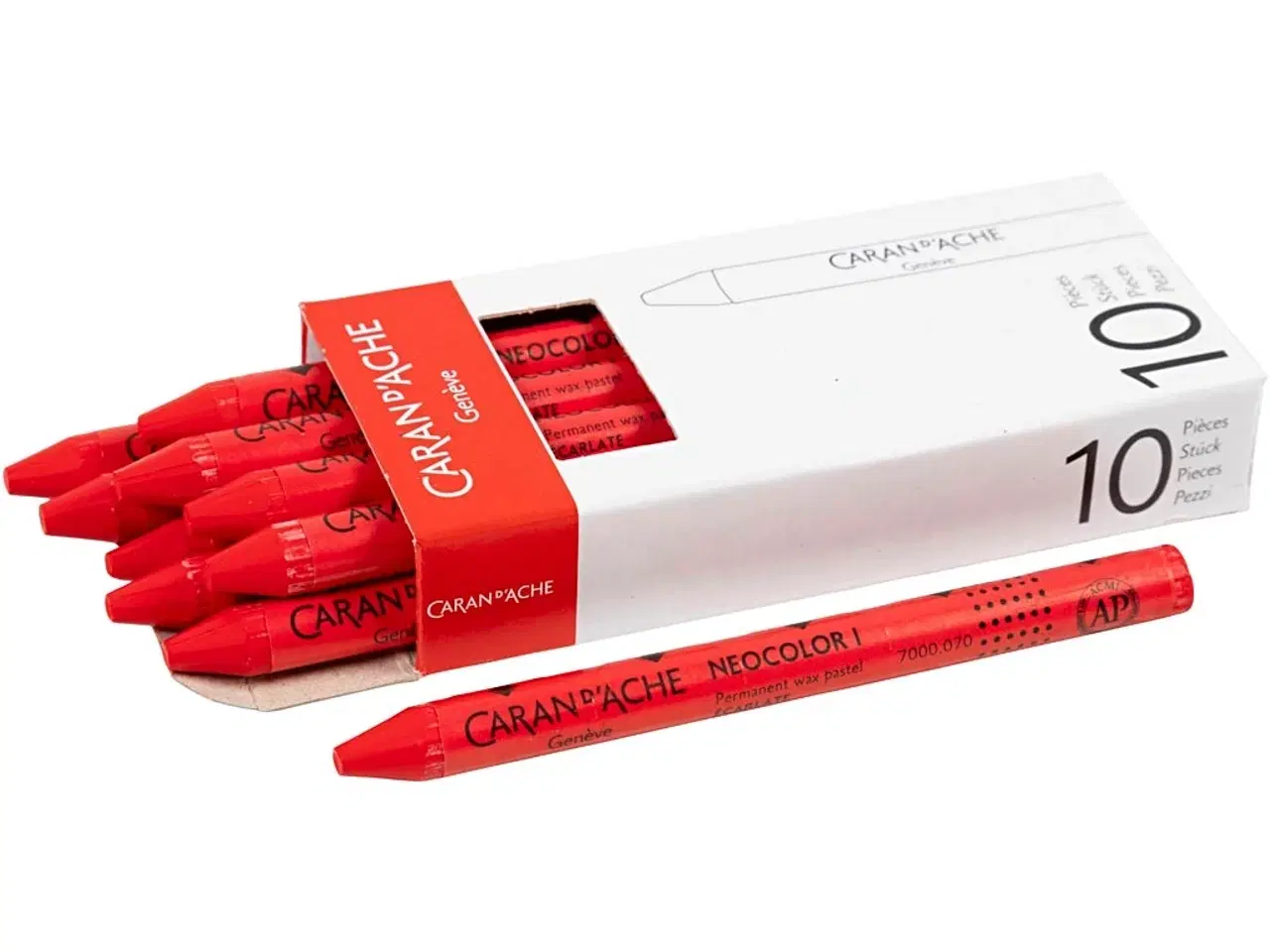 Billede 1 - CARAN D’ACHE Neocolor I, L: 10 cm, tykkelse 8,5 mm, scarlet (070), 10stk./ 1 pk.