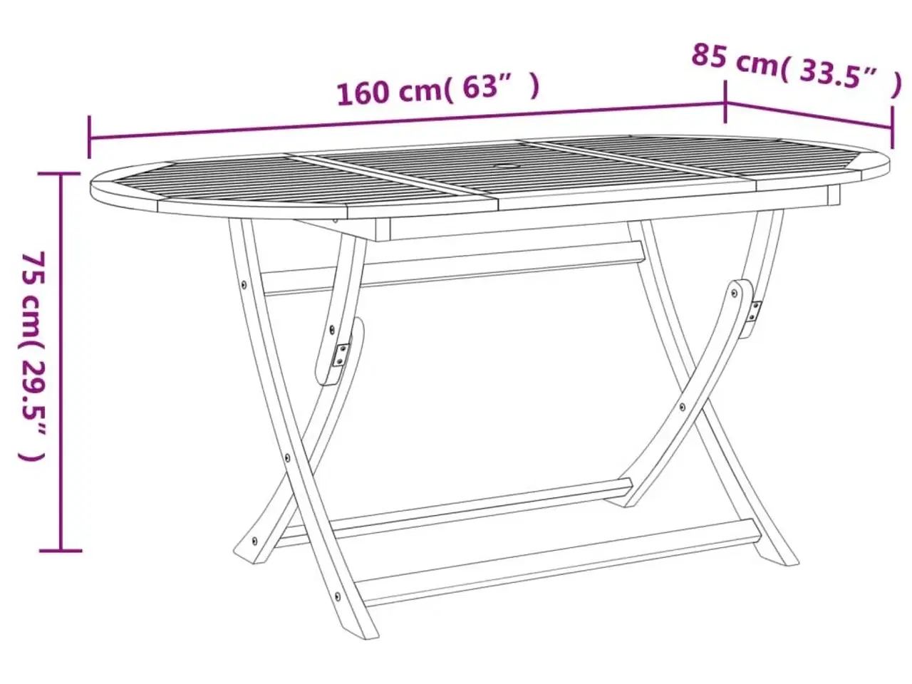 Billede 9 - Foldbart havebord 160x85x75 cm massivt akacietræ