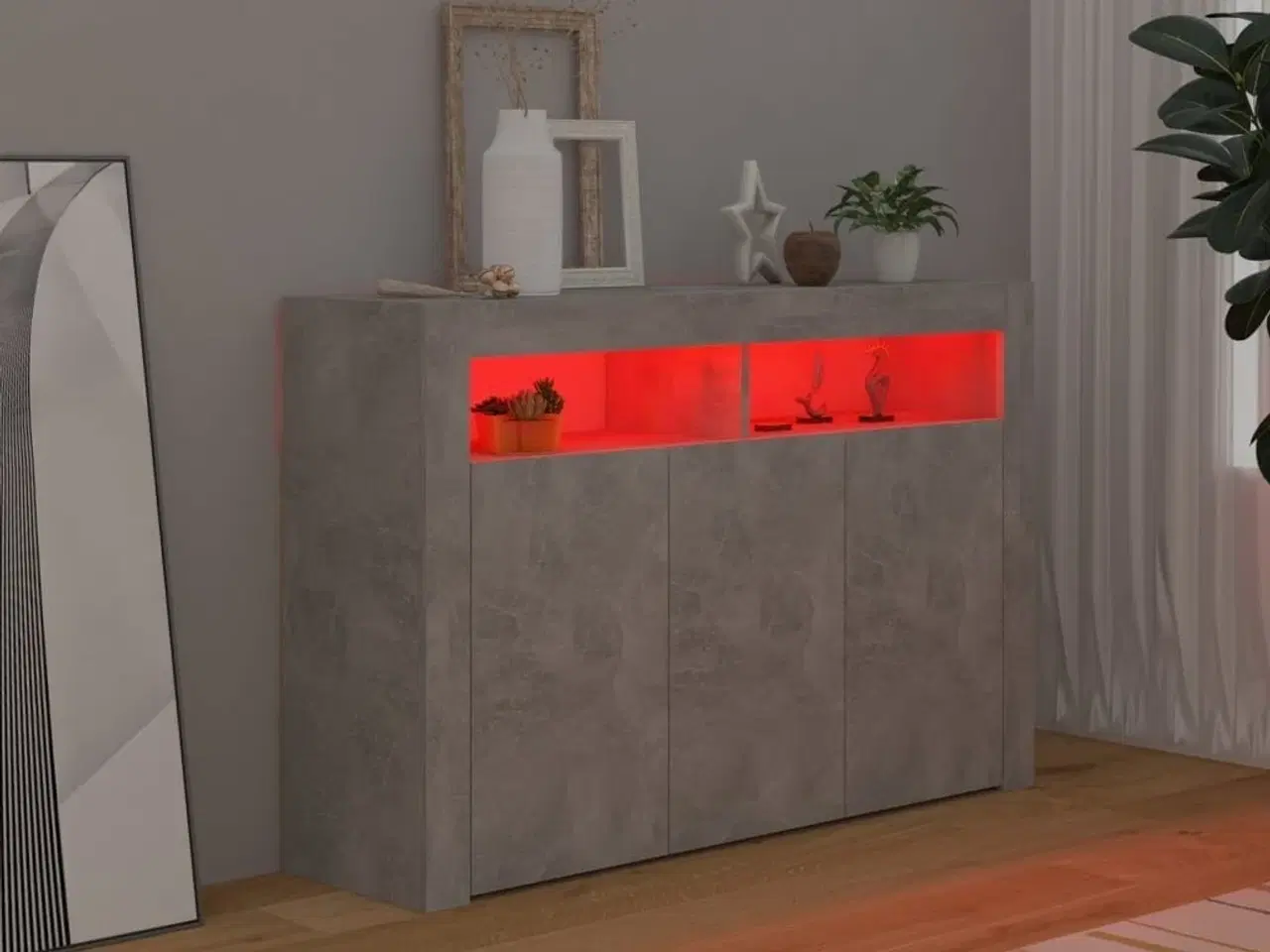 Billede 5 - Skænk med LED-lys 115,5x30x75 cm betongrå