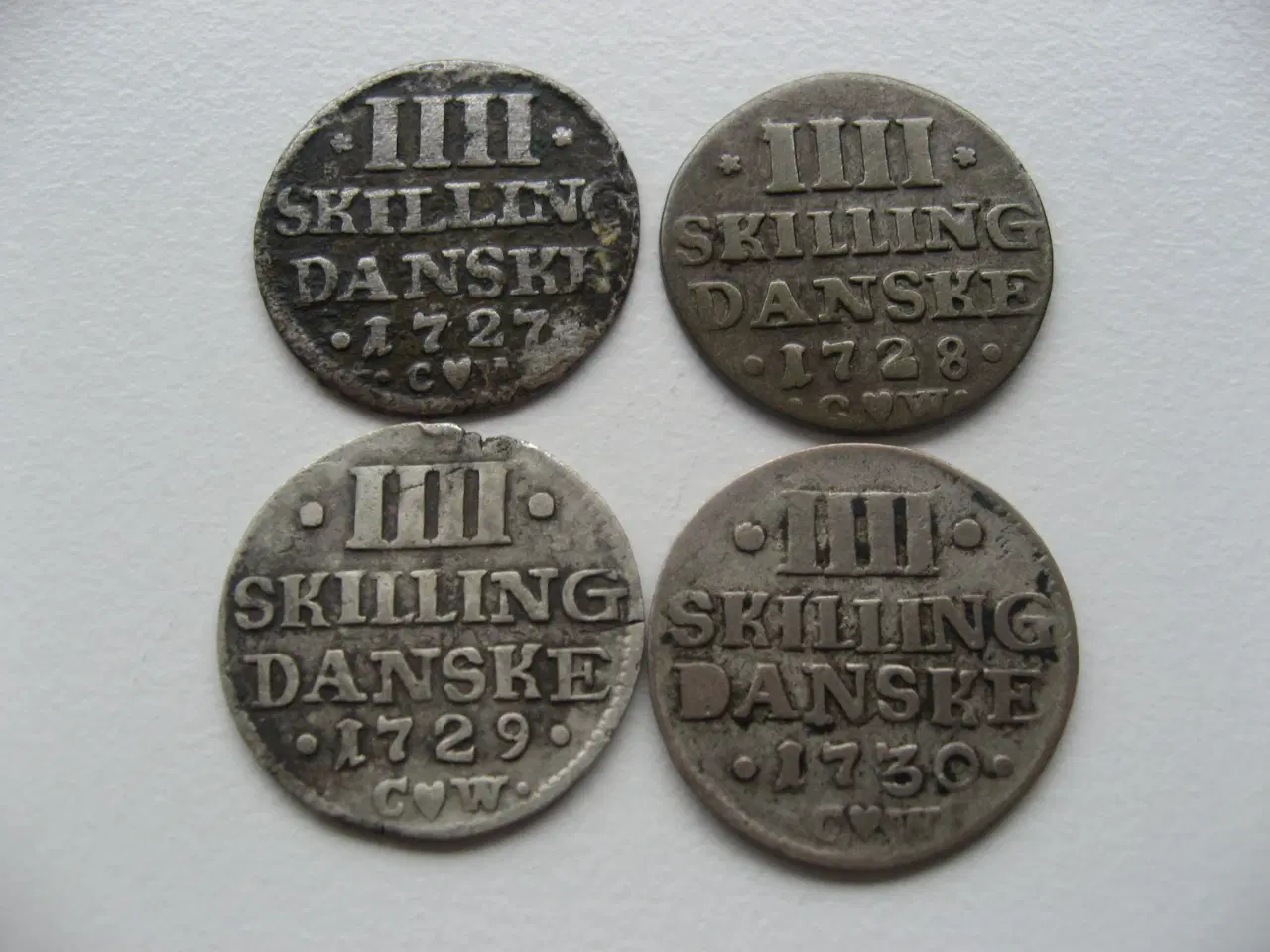 Billede 1 - Flotte IIII Skilling 1727, 1828,1729,1730 Fr.D.IV