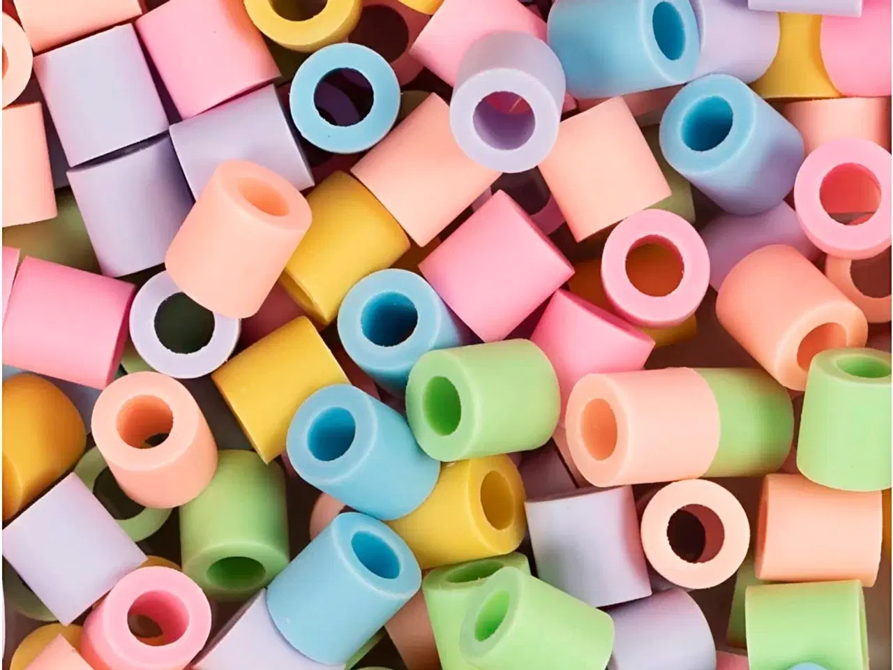 Billede 1 - NABBI BioBeads Rørperler 5x5 mm, Pastel, 1000 stk.