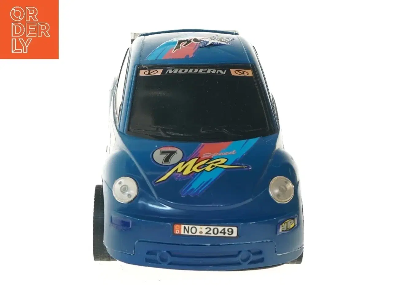 Billede 3 - Blå legetøjsbil i racing design (str. 34x15,5 cm)