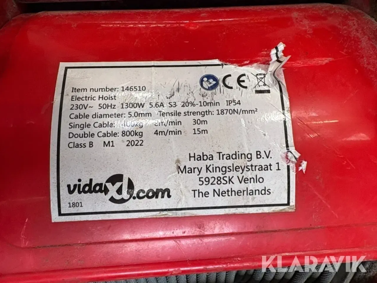 Billede 7 - Elektrisk hejs Haba Trading Electric hoist 1 styk