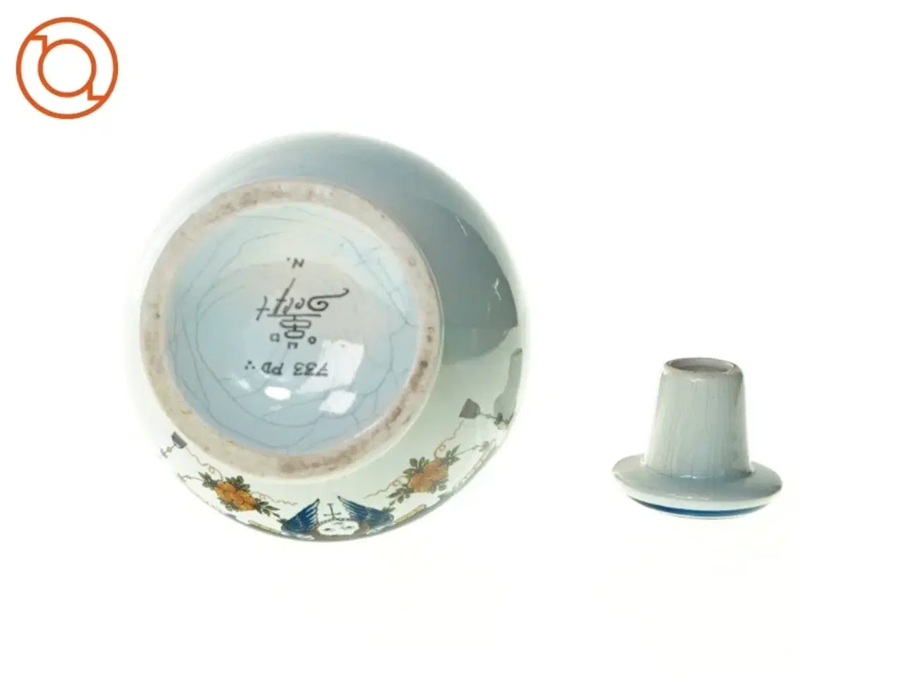 Billede 3 - Fajance Apoteker Karaffel OL.CASSIAE med prop fra Delft (str. 27 x 12 cm)