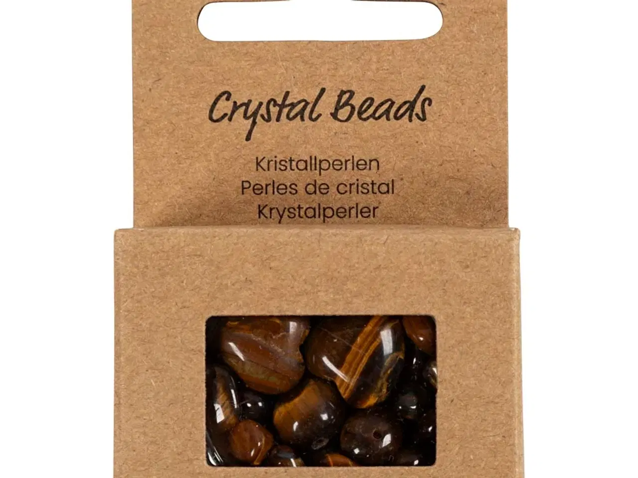 Billede 1 - Krystalperler, Tigerøje, diam. 7-12 mm, hulstr. 1 mm, brun, 63stk./ 1 pk.