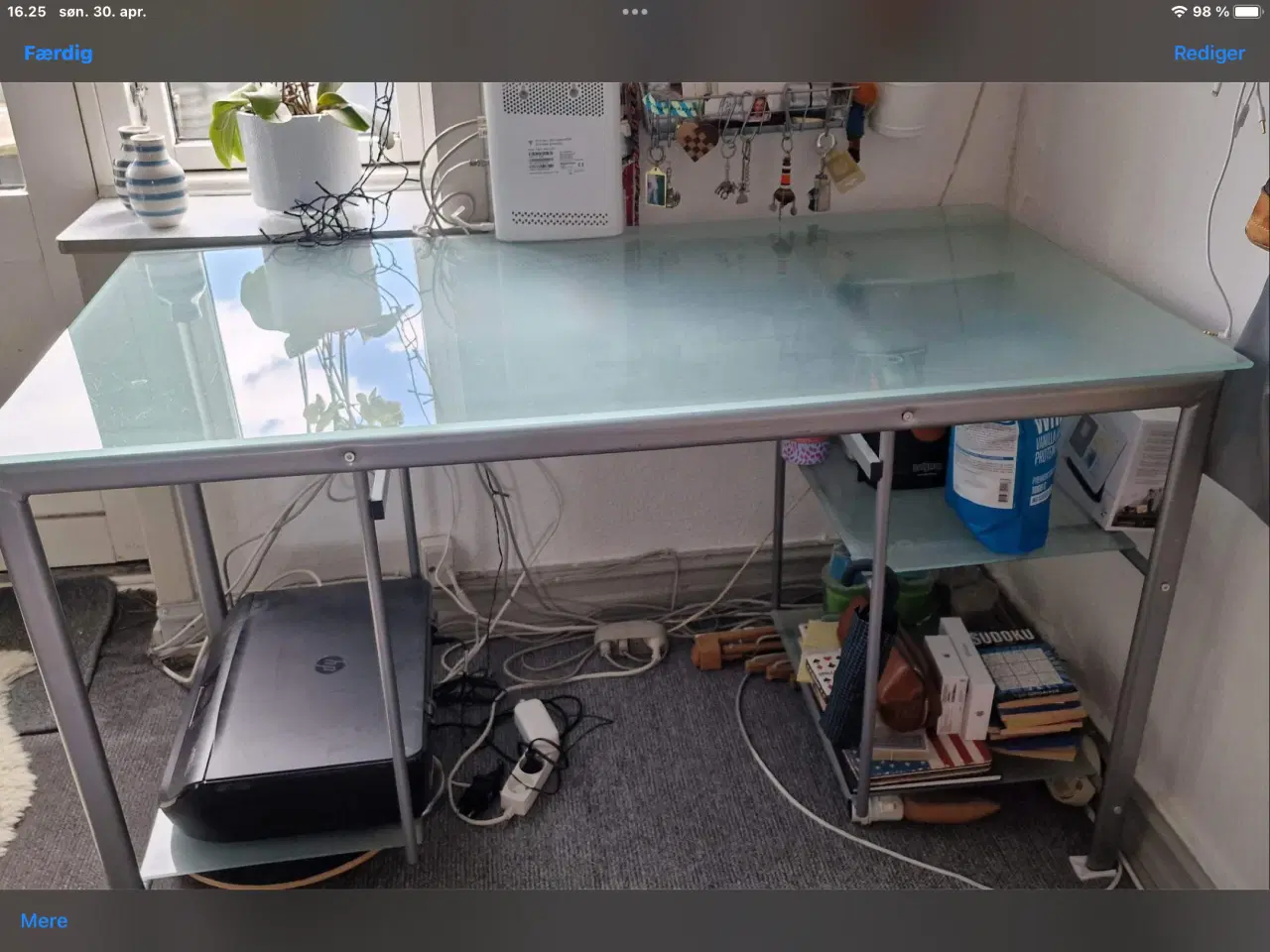 Billede 1 - Skrivebord i stål og glas