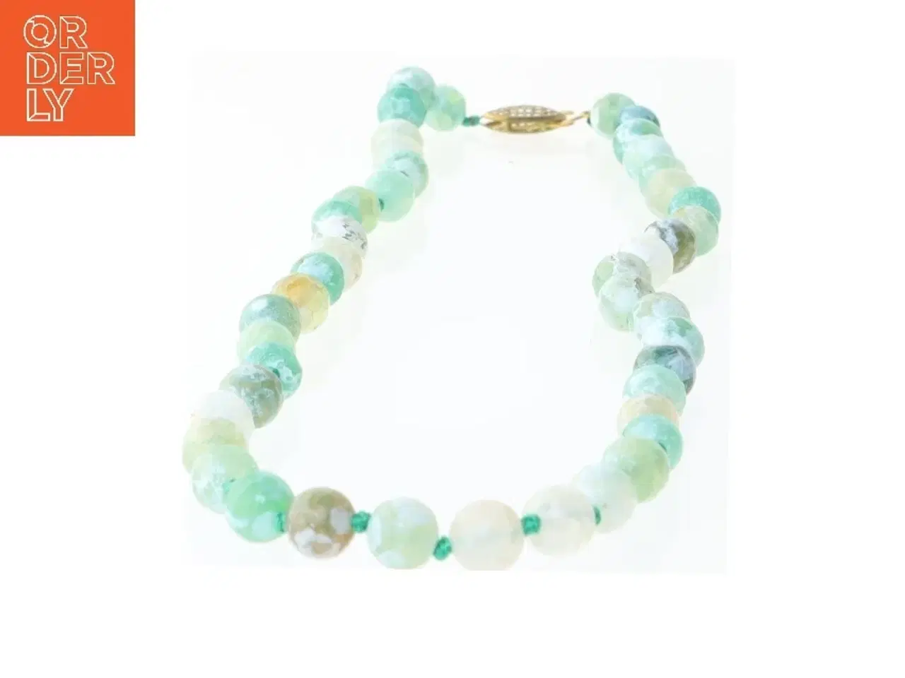 Billede 2 - Grøn halvædelstens halskæde (str. 40 cm)