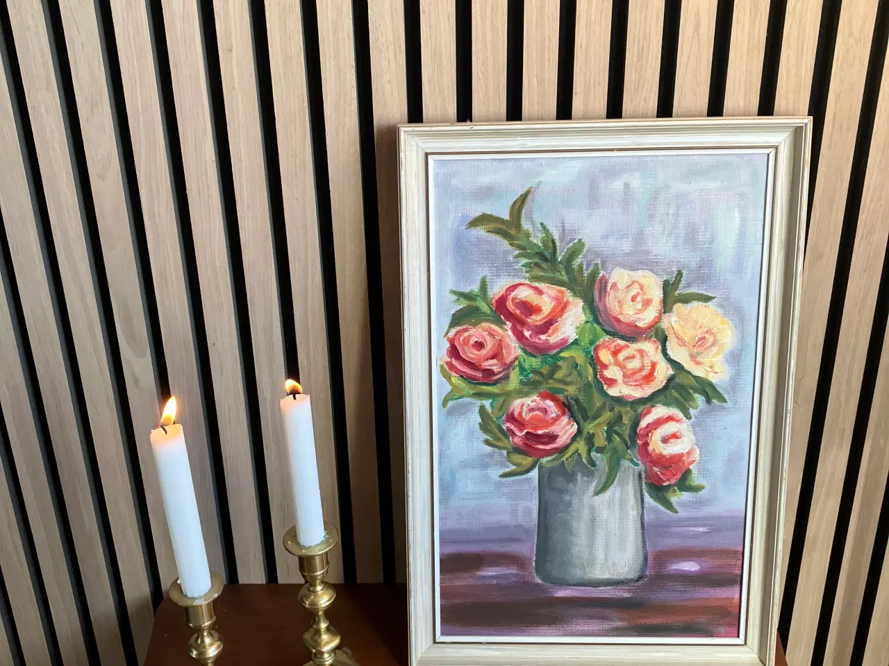 Billede 1 - Maleri med motiv af blomster i vase