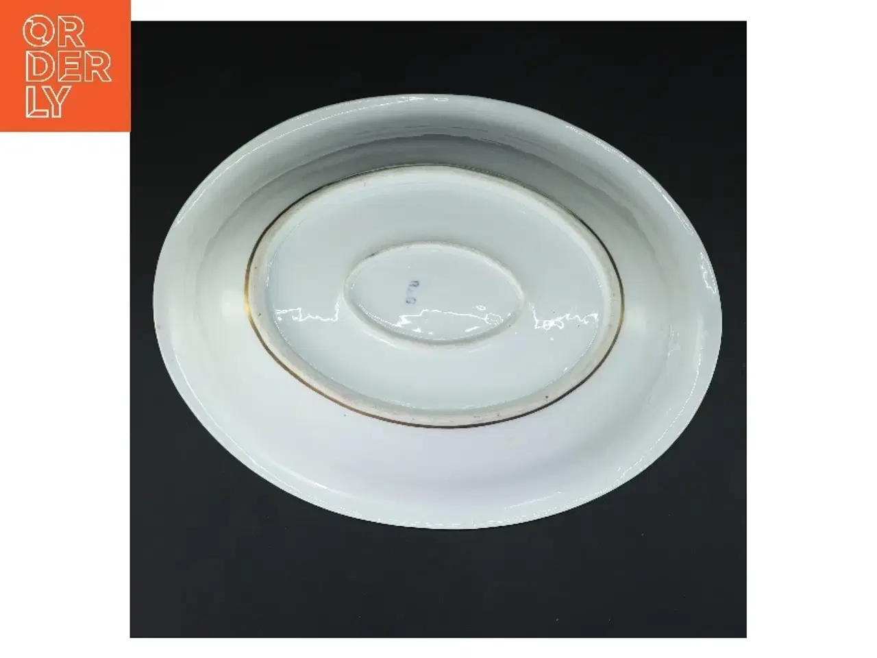 Billede 2 - Oval porcelænsskål med guldkant (str. 32 cm)